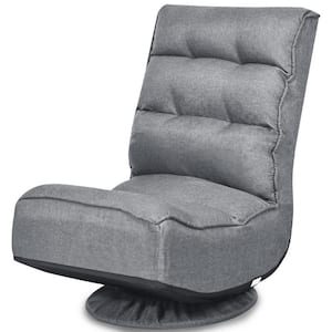 Gray Gaming Chair Folding Lazy Sofa with 5-Position 360 Degree Swivel (32.5" H x 23" W x 29.5" D)