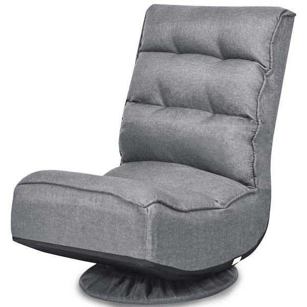 Lazy Folding Lounger Chair Altrobene High Back Padded Floor Gaming Sofa Chair Brown 5-Position Adjustable Recliner Rocker 