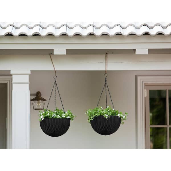 Resin Plant Hanging Pots Flower Planter Holder Modern Indoor Outdoor Decor 