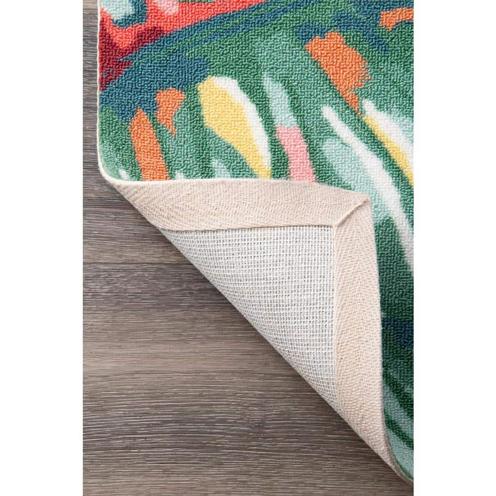 Lindsey Multicolor Floral Square Indoor/Outdoor Easy-Care Rug, 4'