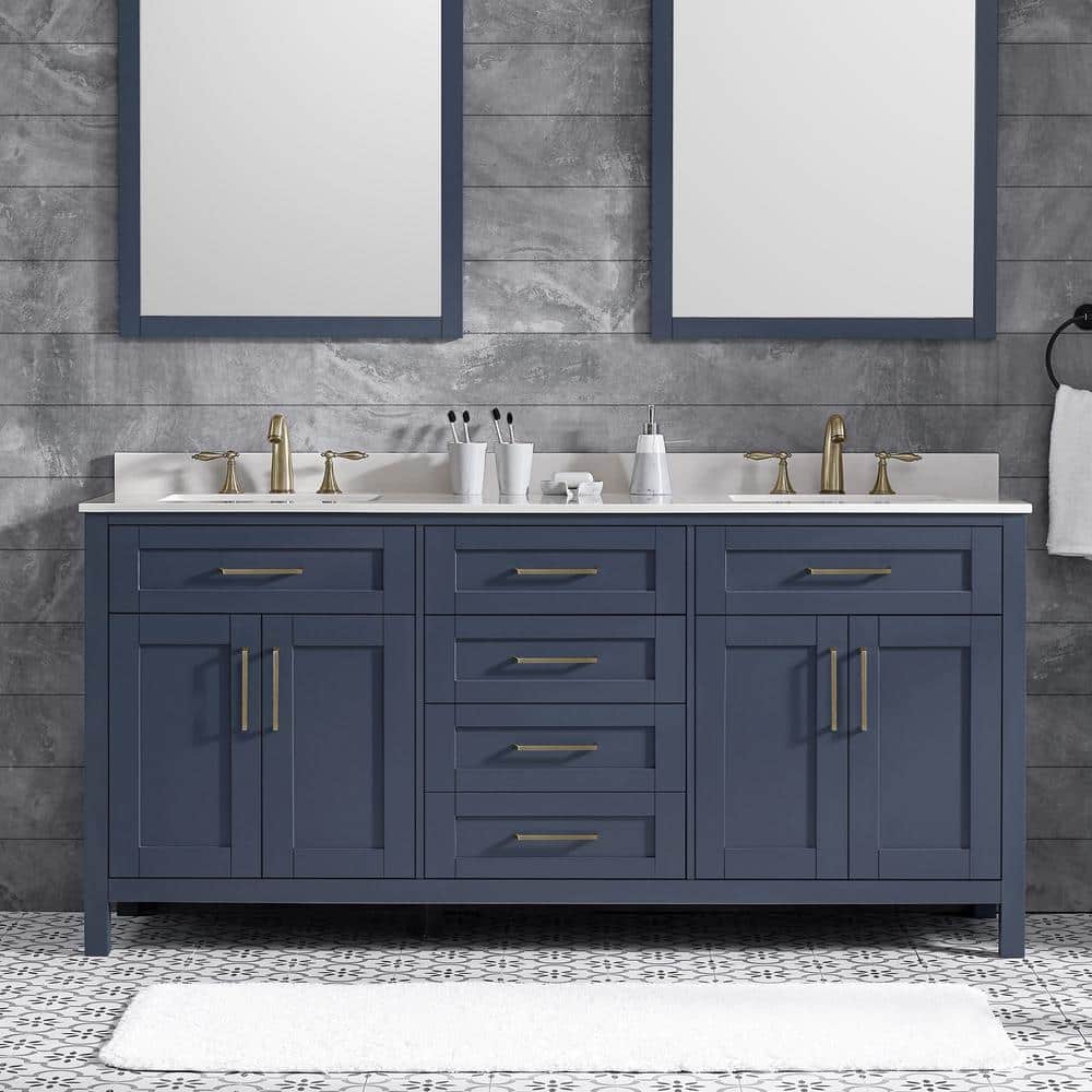 OVE Decors Tahoe 72 in. Double Sink Midnight Blue Bath