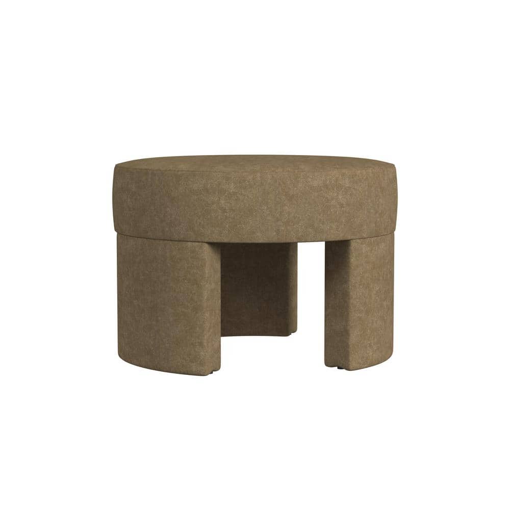 Sophia Mocha Velvet Round Ottoman