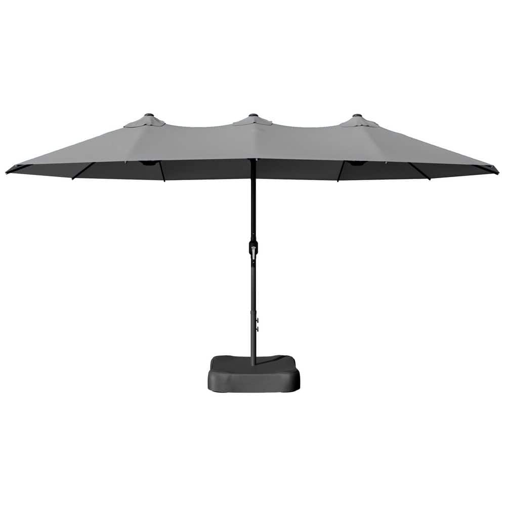15 ft. Outdoor Patio Umbrella Market Double-Sided Umbrella with Base in Gray price history on PriceWatchPro