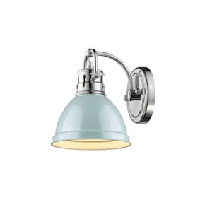 Duncan Chrome 1-Light Bath Light with Seafoam Shade