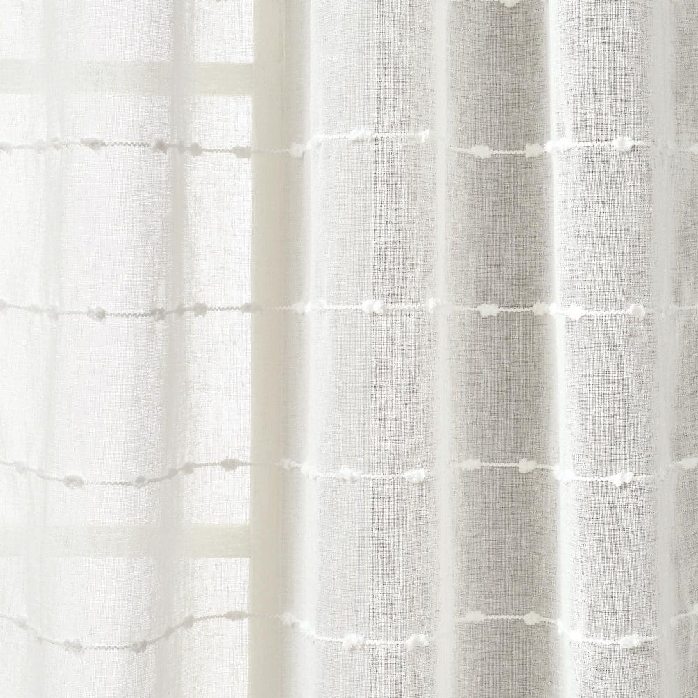 White Sheer Polyester Rod Pocket Back Tab Window Curtain Panels
