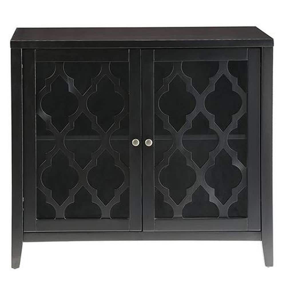 34 in. Black Rectangle Wood Console Table