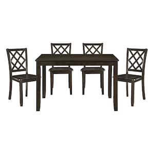 Dune 5-Piece Charcoal Finish Wood Top Dining Room Set Seats 4