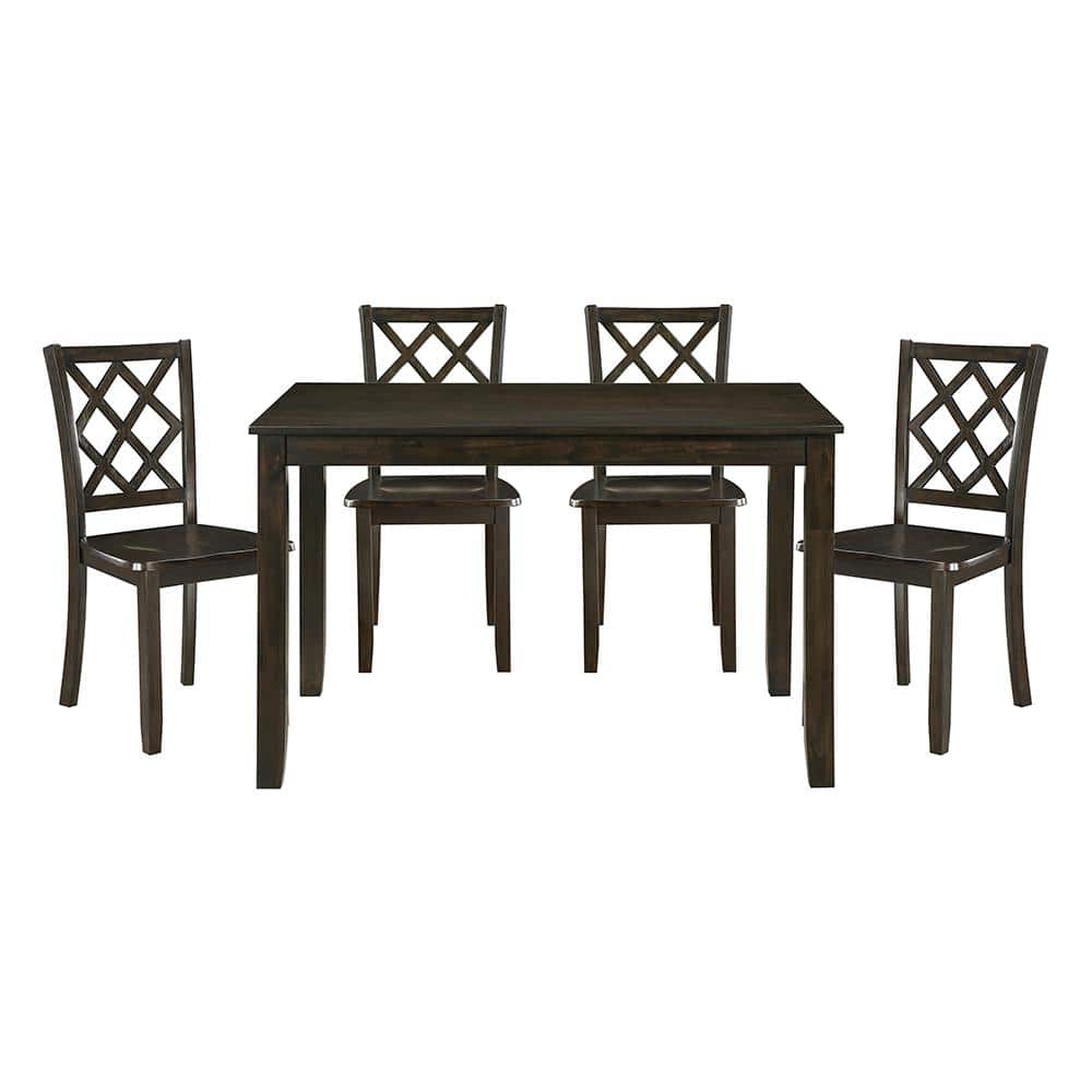 Dune 5-Piece Charcoal Finish Wood Top Dining Room Set Seats 4