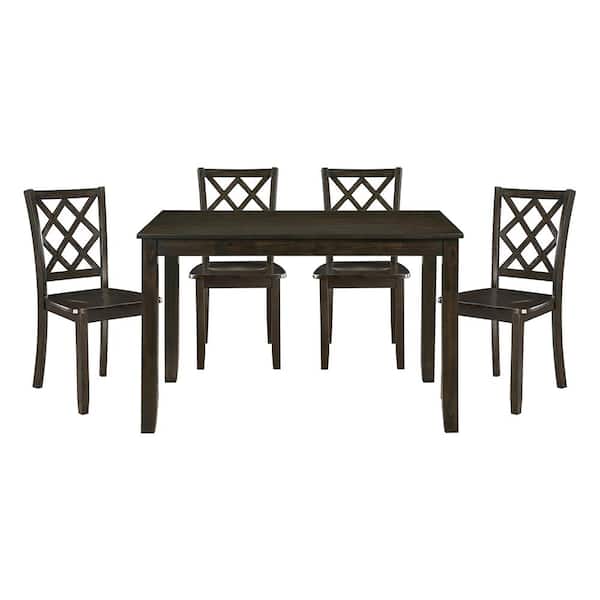 Lazzara Dune 5-Piece Charcoal Finish Wood Top Dining Room Set Seats 4
