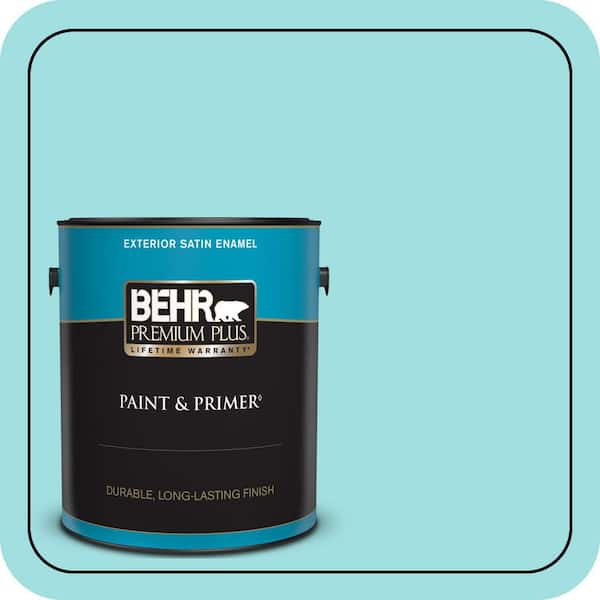 BEHR PREMIUM PLUS 1 gal. #CE-02 Mermaid Tears Satin Enamel Exterior Paint & Primer