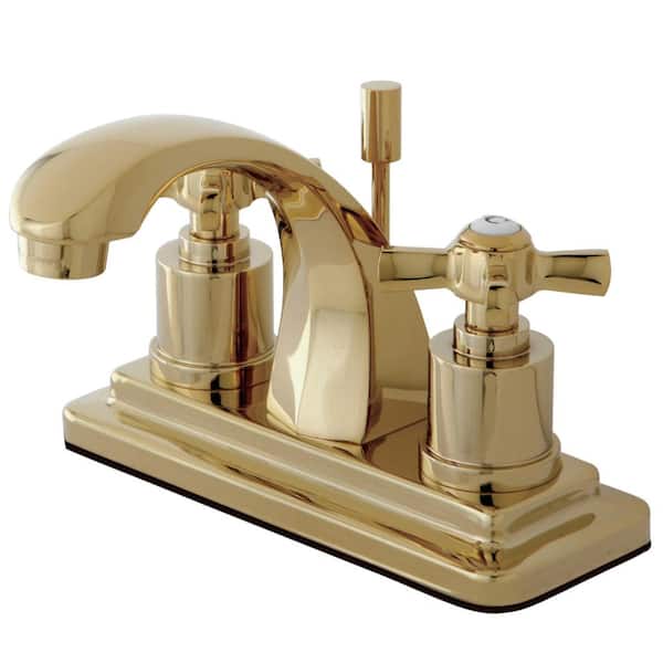 Kingston Brass Millennium 4 in. Centerset 2-Handle Bathroom Faucet in Polished Brass