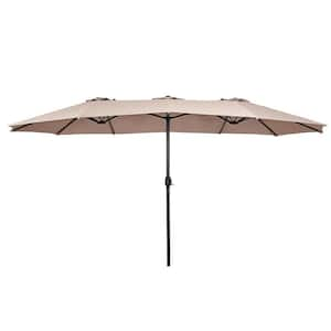 Patio Festival 9 X 15 Ft. Steel Market Patio Umbrella In Khaki Pf19302 