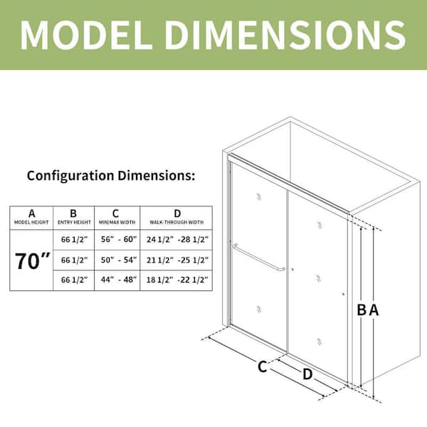 44-48 in. W x 70 in. H Sliding Framed Shower Door in Matte Black with 1/4 in. (6 mm) Clear Glass