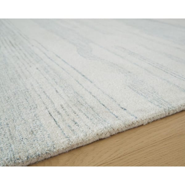 Genemost 8 ft. x 10 ft. Light Gray/Beige Striped Area Rug