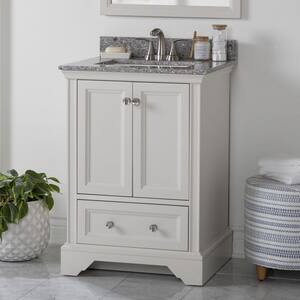 Stratfield 24 in. W x 22 in. D x 39 in. H Single Sink  Bath Vanity in Cream with Mineral Gray  Stone Composite Top