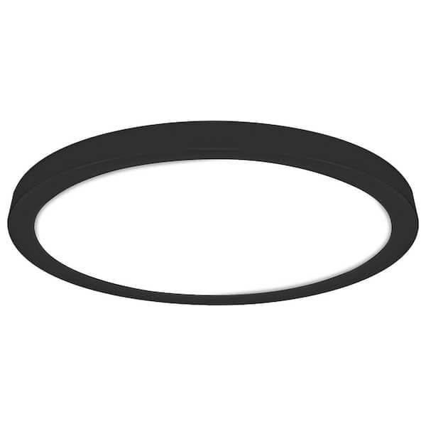 LUXRITE 7 in. Black Modern Flush Mount Ceiling Light Fixture LED Integrated 15W 1000LM 5CCT 2700K-5000K Dimmable