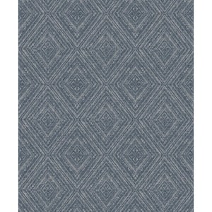 Metallic Fabric Diamonds Wallpaper Navy Paper Strippable Roll (Covers 57 sq. ft.)