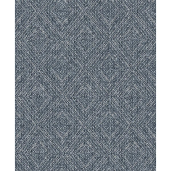 Walls Republic Metallic Fabric Diamonds Wallpaper Navy Paper Strippable Roll (Covers 57 sq. ft.)