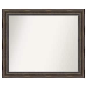 Rustic Pine Brown 37.5 in. x 31.5 in. Custom Non-Beveled Wood Framed Batthroom Vanity Wall Mirror