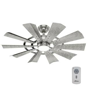 Crescent Falls 44 in. Integrated LED Indoor/Outdoor Galvanized Ceiling Fan with Light Kit and Remote