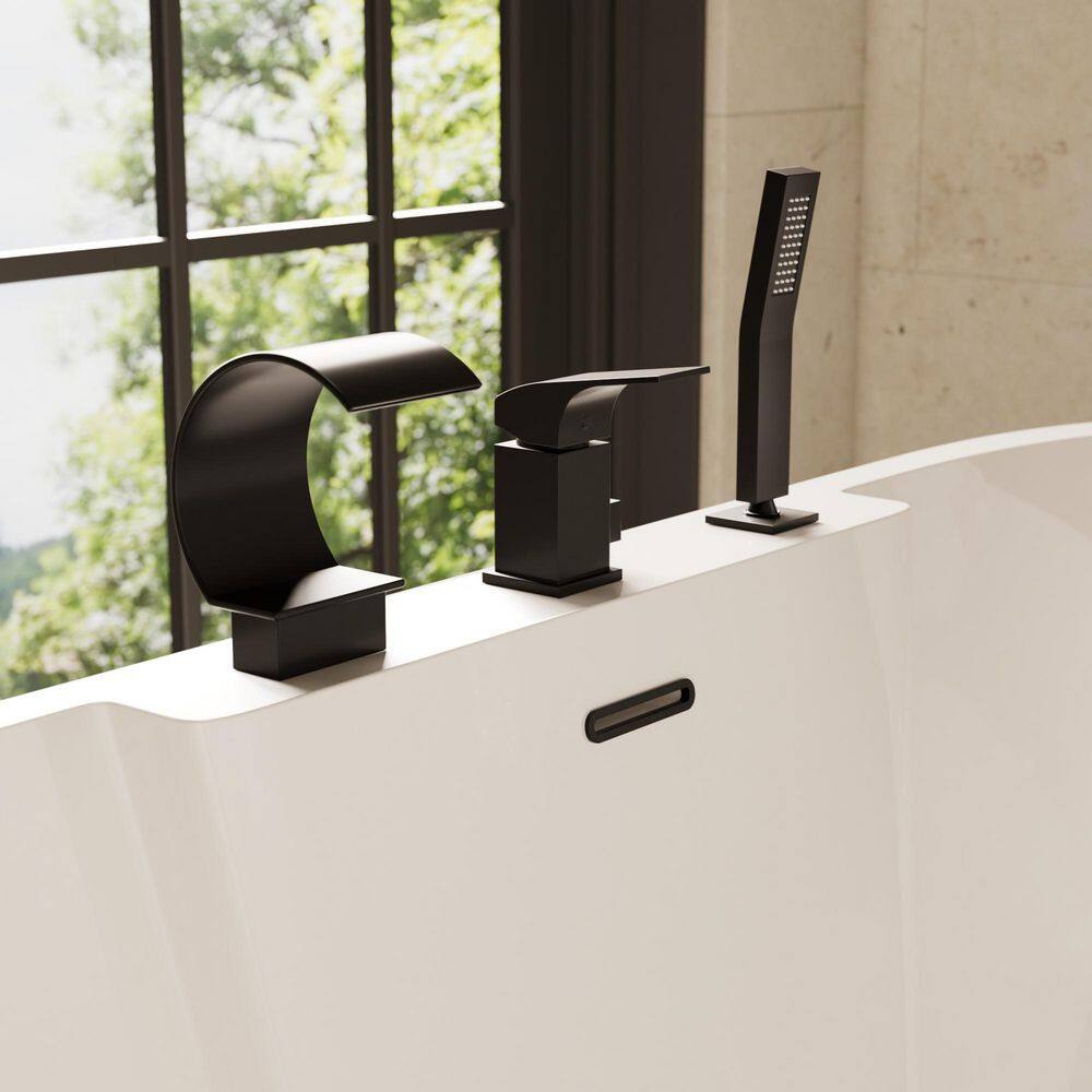 Waterfall 1-Handle 2-Spray Tub and Shower Faucet 3-Hole Stainless Steel 2.5 GPM in Matte Black Valve Included price history on PriceWatchPro