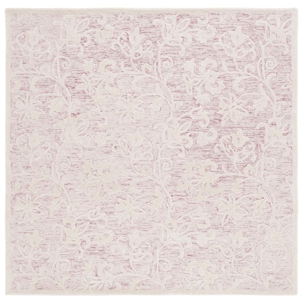 SAFAVIEH Martha Stewart Pink/Ivory 6 ft. x 6 ft. Floral Square Area Rug