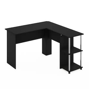 47.24 in. L-Shape Americano/Stainless Steel Computer Desk with Shelves