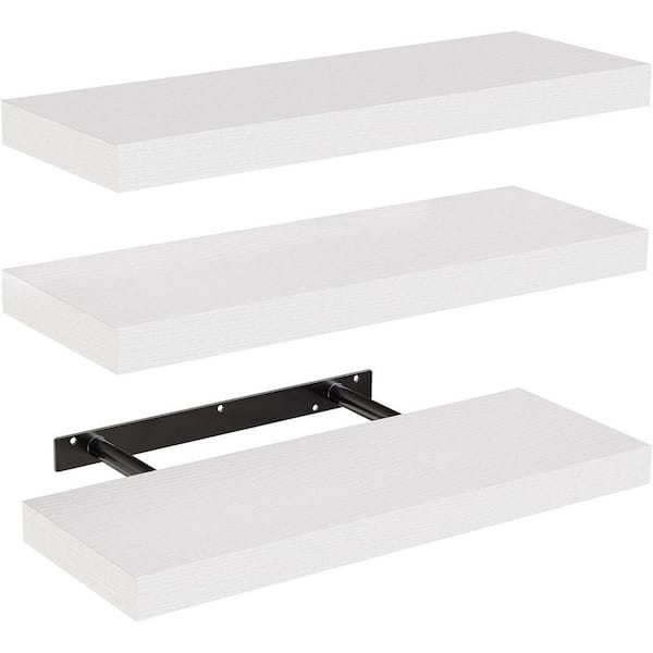 Nvisible PALEO HOME LLC 15.7 in.W x 5.5 in.D White Floating Shelves,Deep Wood ...
