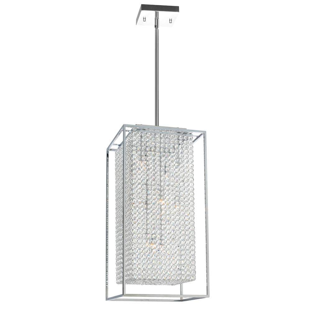 Cube 29" Chrome and Crystal 11-Light Chandelier