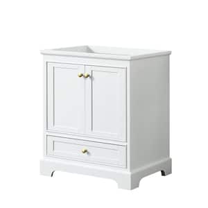 Deborah 29.25 in. W x 21.5 in. D x 34.25 in. H Bath Vanity Cabinet without Top in White with Brushed Gold Trim