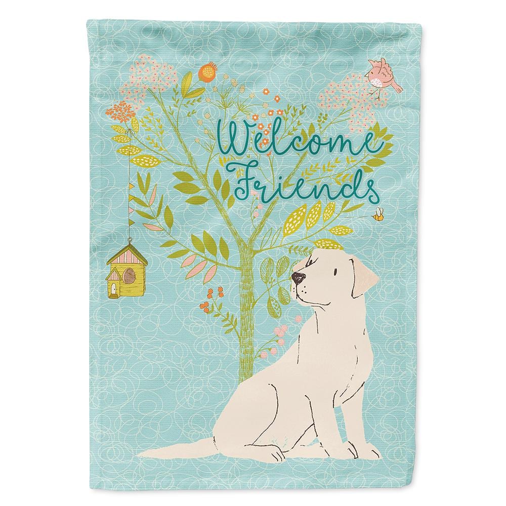 Caroline's Treasures 28 in. x 40 in. Polyester Welcome Friends Yellow Labrador Retriever Flag Canvas House Size 2-Sided Heavyweight