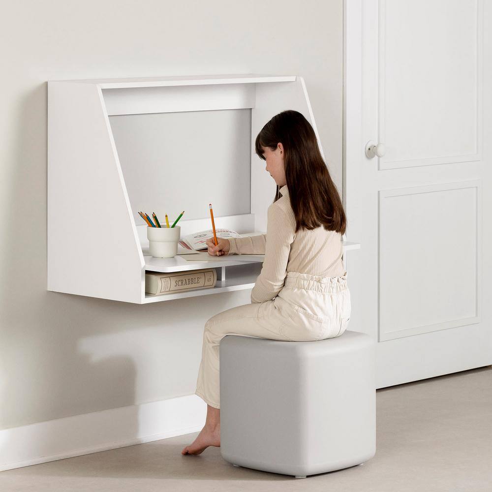 Pure White Wall Mounted Floating Writing Desk