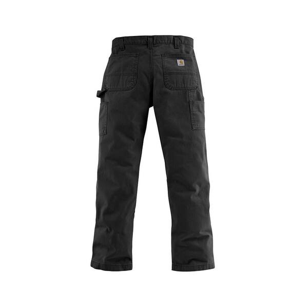 Carhartt Men's 30x30 Black Cotton Straight Leg Non-Denim Bottoms B324-BLK -  The Home Depot