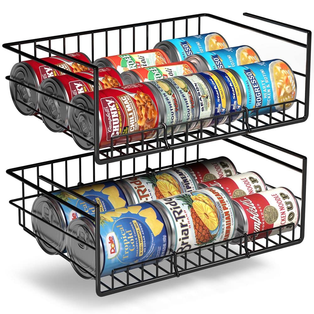 Under Cabinet Can Storage Shelf, Multipurpose Pantry Organizer with Divider