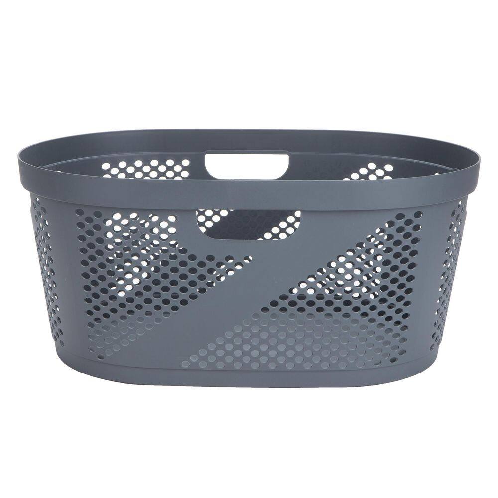 Gray Plastic Ventilated Laundry Hampers Set of 2