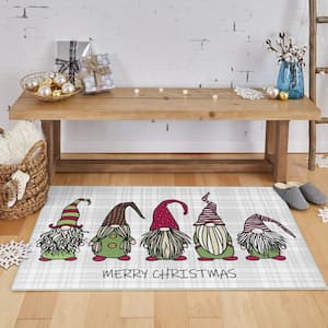 Christmas Gnomes Grey 2 ft. x 3 ft. 4 in. Holiday Area Rug