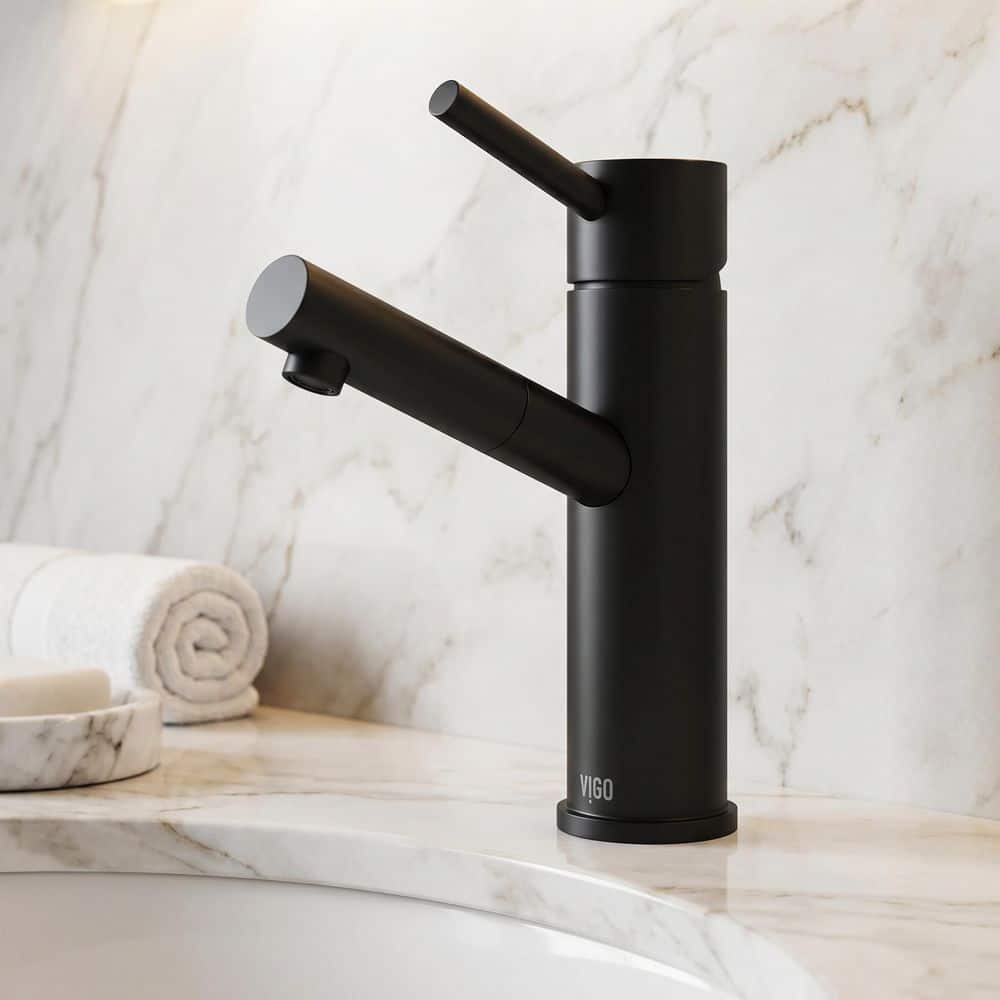 VIGO Noma Single Handle Single-Hole Bathroom Faucet in Matte Black