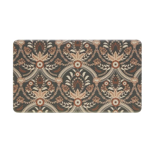 Laura Ashley Rust Floral 17.5 in. x 32 in. Anti-Fatigue Wellness Mat