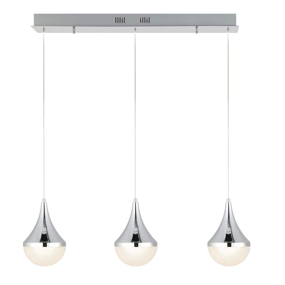 Elyse Chrome Teardrop 33" LED Linear Island Pendant