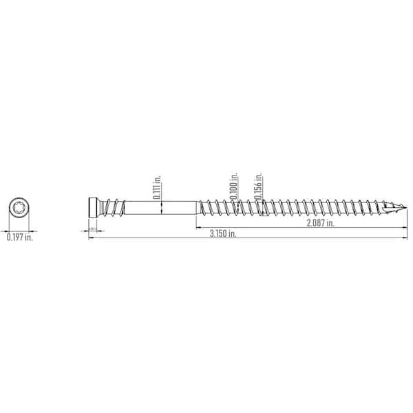 #8 x 3-1/8 in. Star Drive Trim-Head RT Composite Finish Screw (100 per Pack)