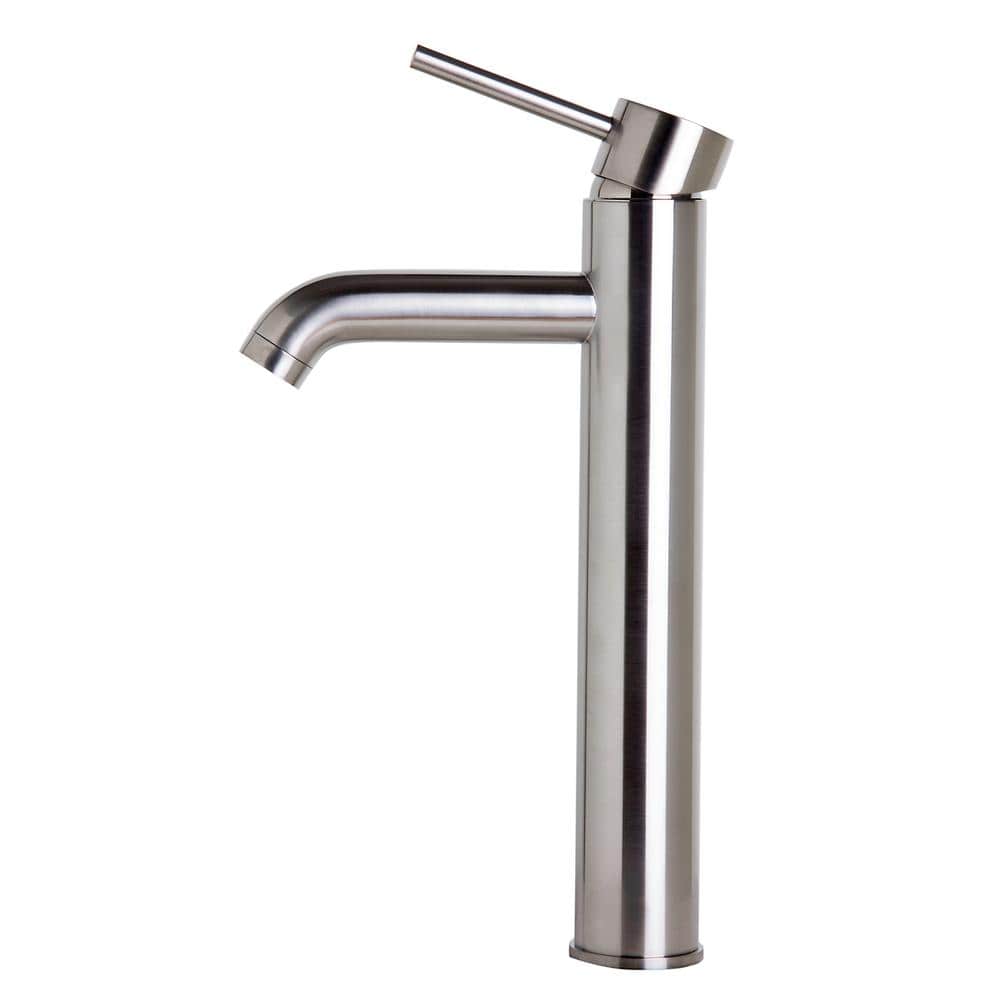 Tall Brushed Nickel Single Lever Bathroom Faucet