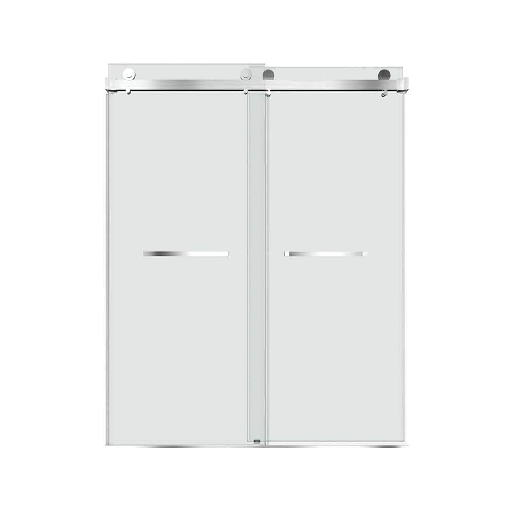 48 in. W x 76 in. H Double Sliding Frameless Shower Door in Brushed Nickel Shower Enclosure with 3/8 in. Clear Glass price history on PriceWatchPro