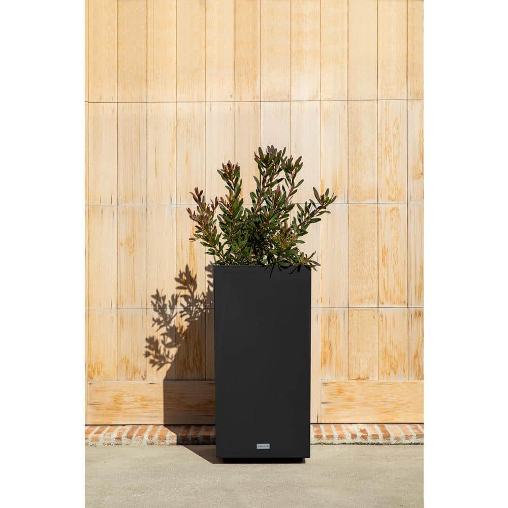 Black Tall Rectangular Plastic Outdoor Planter