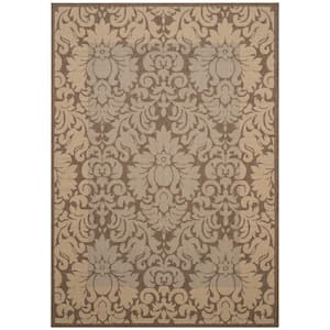 Courtyard Brown/Natural 4 ft. x 6 ft. Floral Indoor/Outdoor Patio  Area Rug