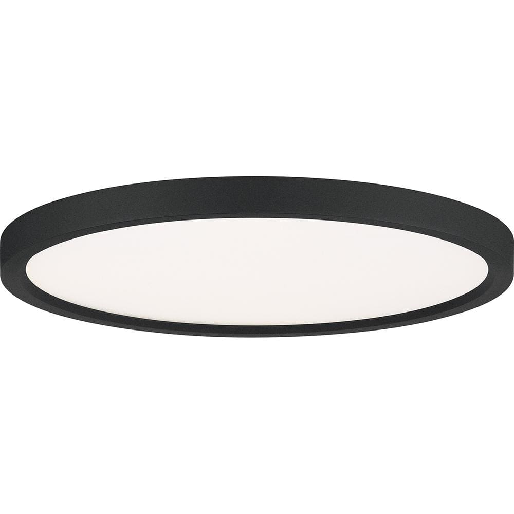 Sleek Earth Black 15" Aluminum LED Flush Mount with White Acrylic Shade