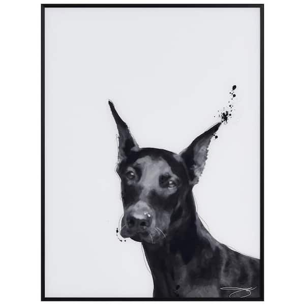 Empire Art Direct Doberman B and W Pet Paintings on Printed Glass Encased  with a Gunmetal Anodized Frame Animal Art Print, 24 in. x 18 in.  AAGB-JP1044-2418 - The Home Depot