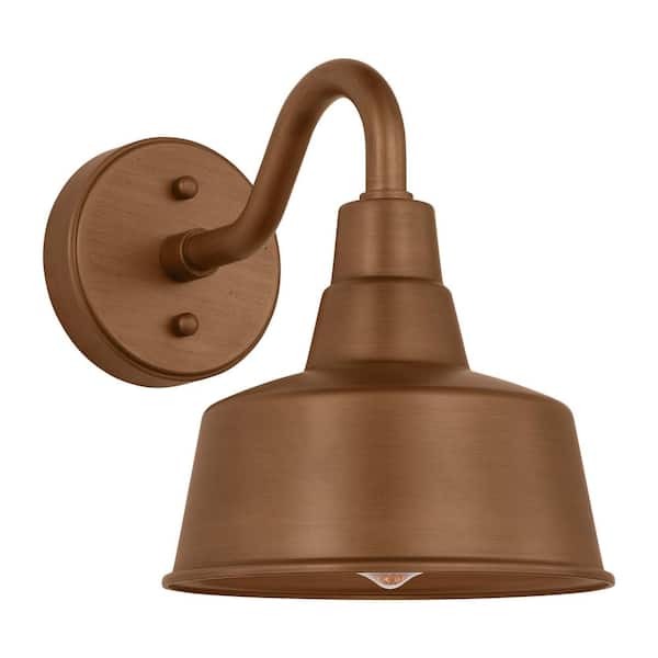 Barn Light 10 in. H Natural Copper Outdoor Hardwired Small StroneStrong Wall Lantern Sconce with No Bulb Included