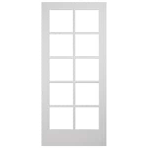 30 in. x 80 in. Solid Core 10 Lite Clear Glass White Primed Wood Interior Door Slab
