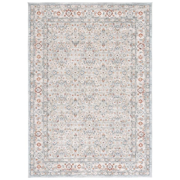 Avalon 4 ft. x 6 ft. Light Blue/Ivory Ornate Distressed Floral Area Rug
