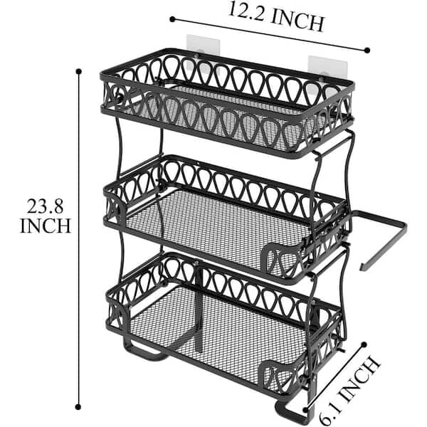 Dyiom 12.2 in. W x 23.8 in. H x 6.1 in. D Iron Rectangular Shelf in Black